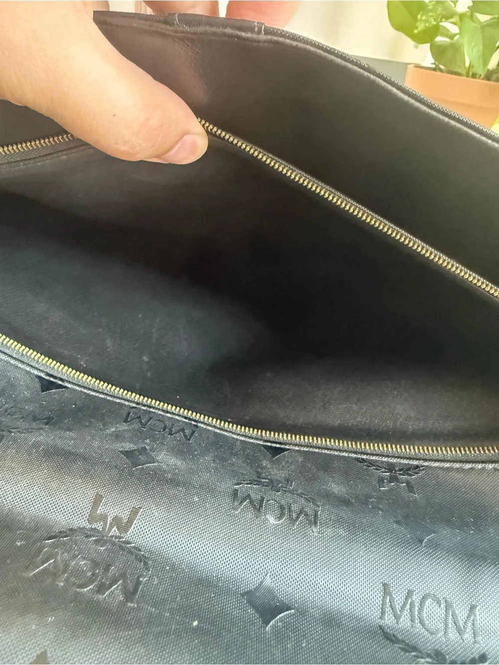 MCM Black Logo-Print Nylon Briefcase